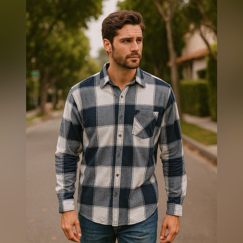 Jack & Jones Navy and White Checkered Shirt
